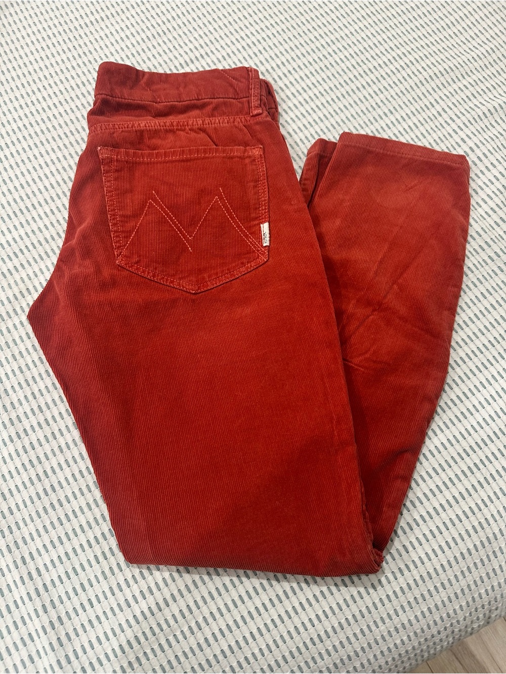 MOTHER Men's Red Corduroy Slim-Straight Jeans